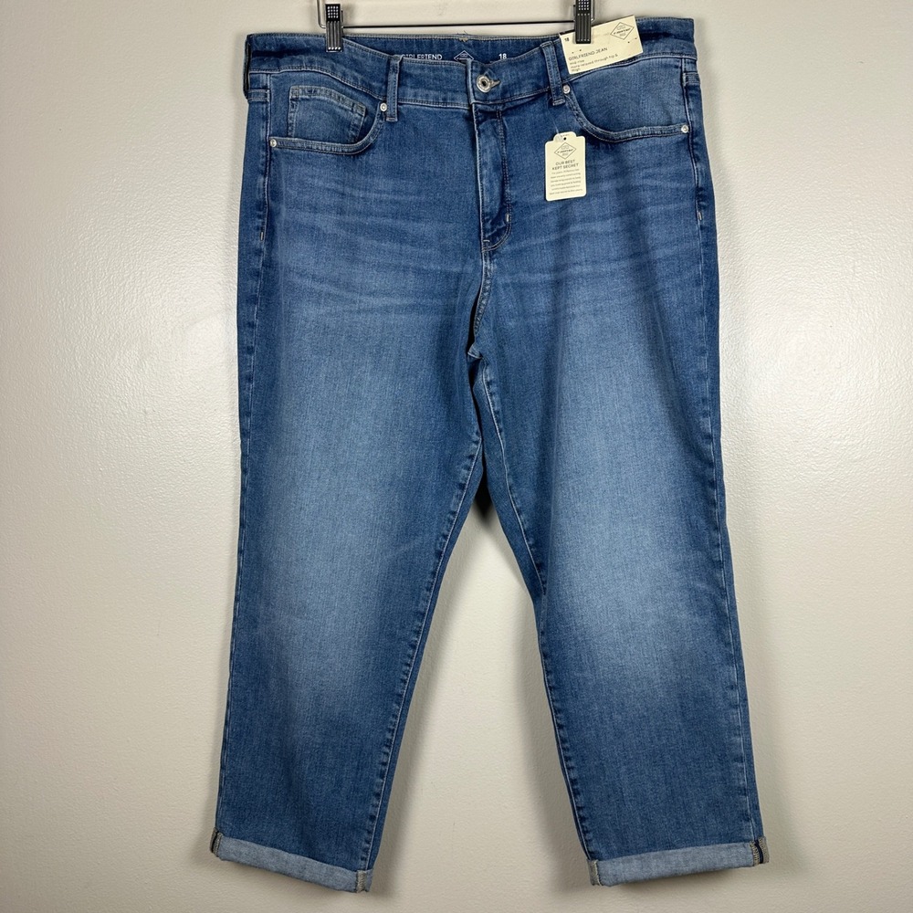 St. John's Bay Women's 18 Girlfriend Jean Blue‎ Mid-Rise LT Terrace NEW